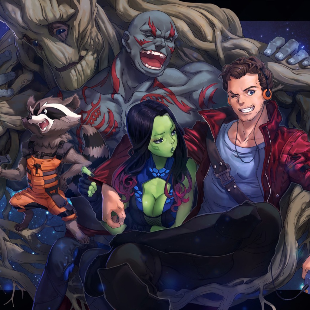 Das Strange Tales with Gamora and Drax the Destroyer Wallpaper 1024x1024