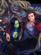 Das Strange Tales with Gamora and Drax the Destroyer Wallpaper 132x176