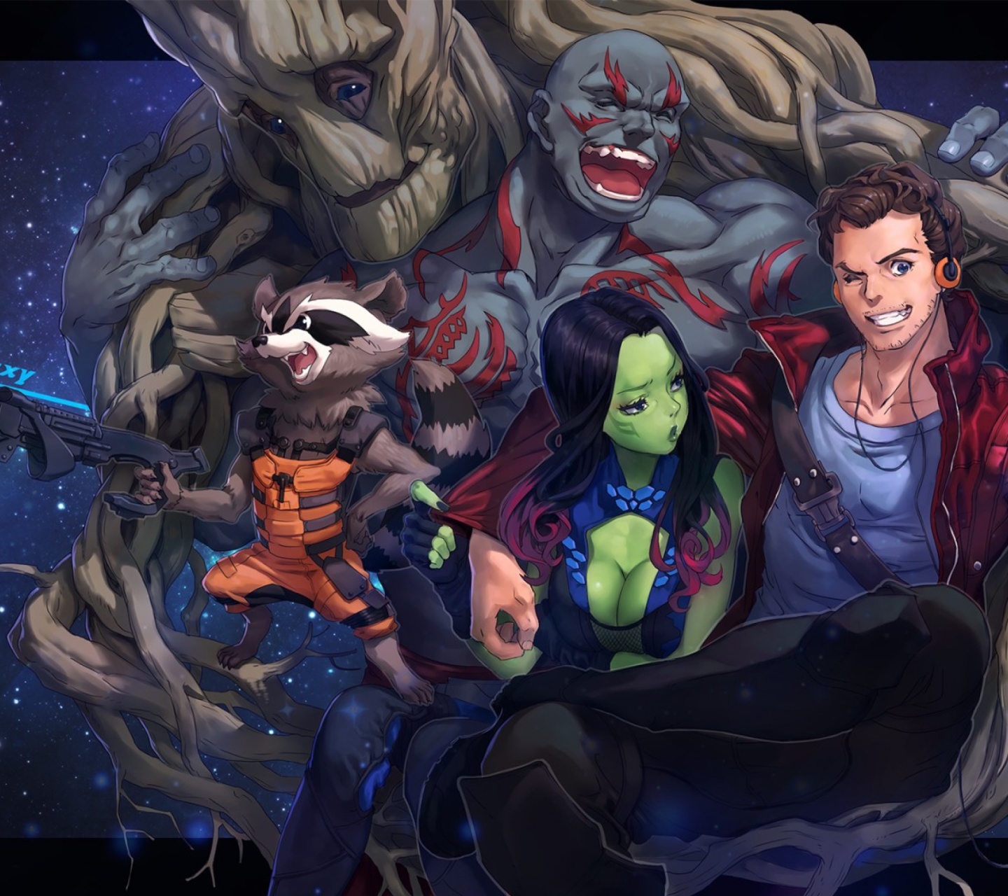 Обои Strange Tales with Gamora and Drax the Destroyer 1440x1280