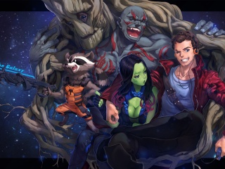 Das Strange Tales with Gamora and Drax the Destroyer Wallpaper 320x240