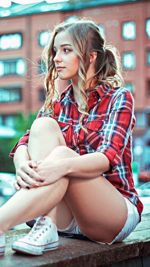 Beautiful Woman in Shorts from Norway wallpaper 640x1136