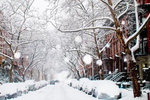 Fondo de pantalla Winter On New York Streets 480x320