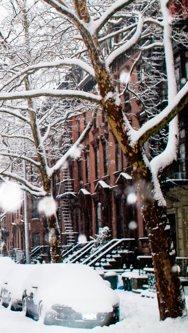 Winter On New York Streets wallpaper 640x1136