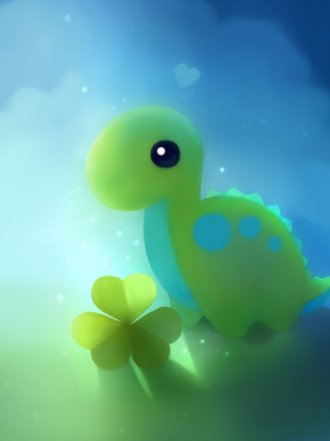 Screenshot №1 pro téma Cute Green Dino 480x640