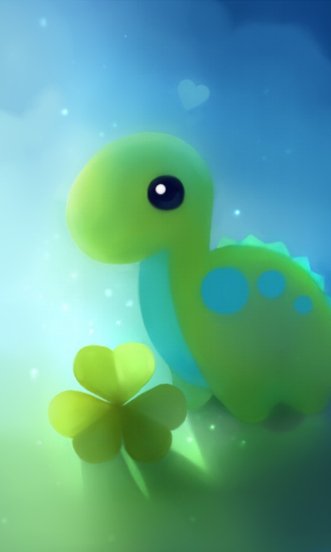 Fondo de pantalla Cute Green Dino 480x800