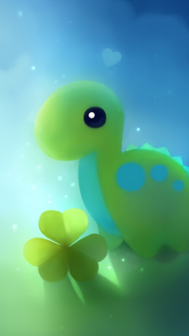 Sfondi Cute Green Dino 640x1136