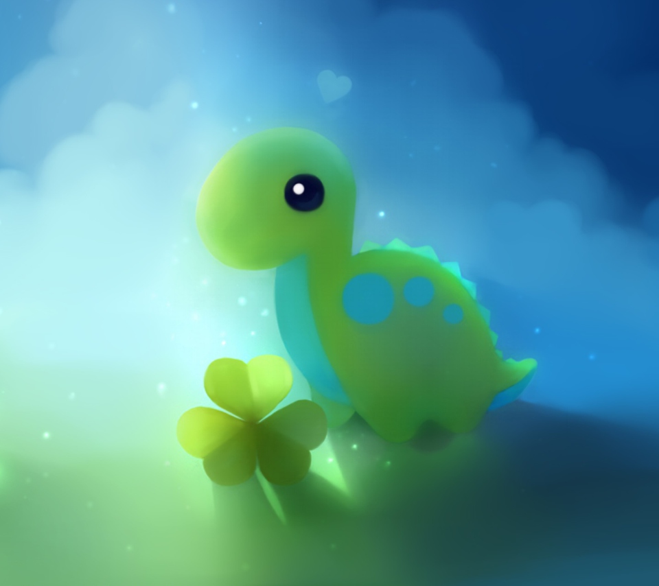 Cute Green Dino wallpaper 960x854