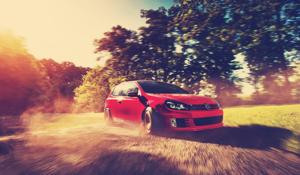 Sfondi Red Golf Gti Drift 1024x600