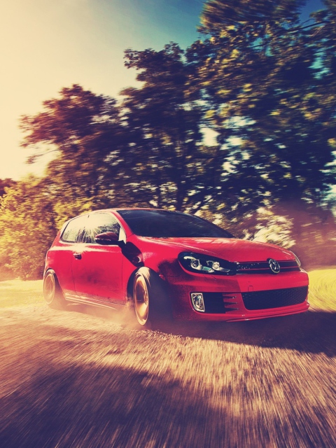 Обои Red Golf Gti Drift 480x640