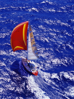 Fondo de pantalla Yacht In Big Blue Sea 240x320
