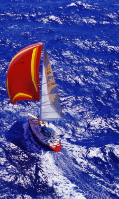 Fondo de pantalla Yacht In Big Blue Sea 240x400