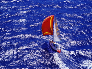 Yacht In Big Blue Sea wallpaper 320x240