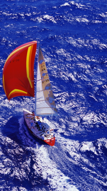 Yacht In Big Blue Sea wallpaper 360x640