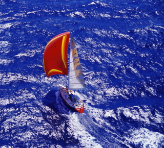 Yacht In Big Blue Sea - Obrázkek zdarma pro 1024x1024