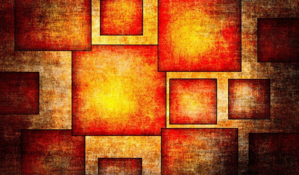 Обои Orange squares patterns 1024x600