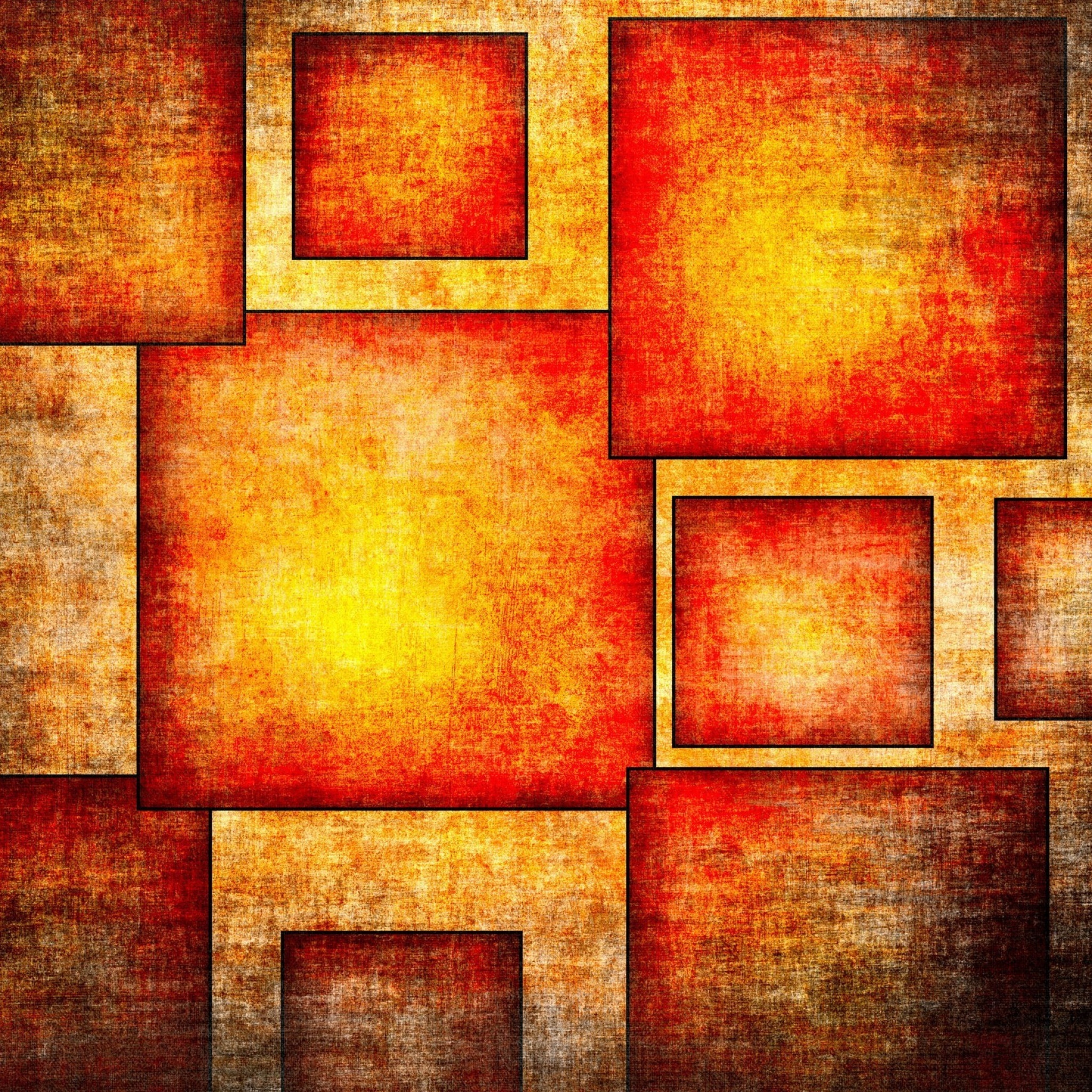 Orange squares patterns wallpaper 2048x2048