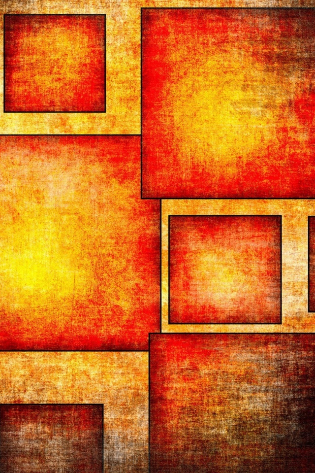 Orange squares patterns wallpaper 640x960