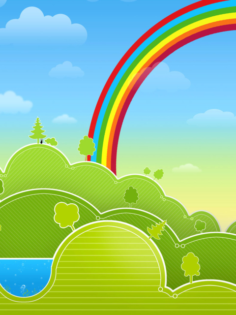 Rainbow And Woods wallpaper 480x640