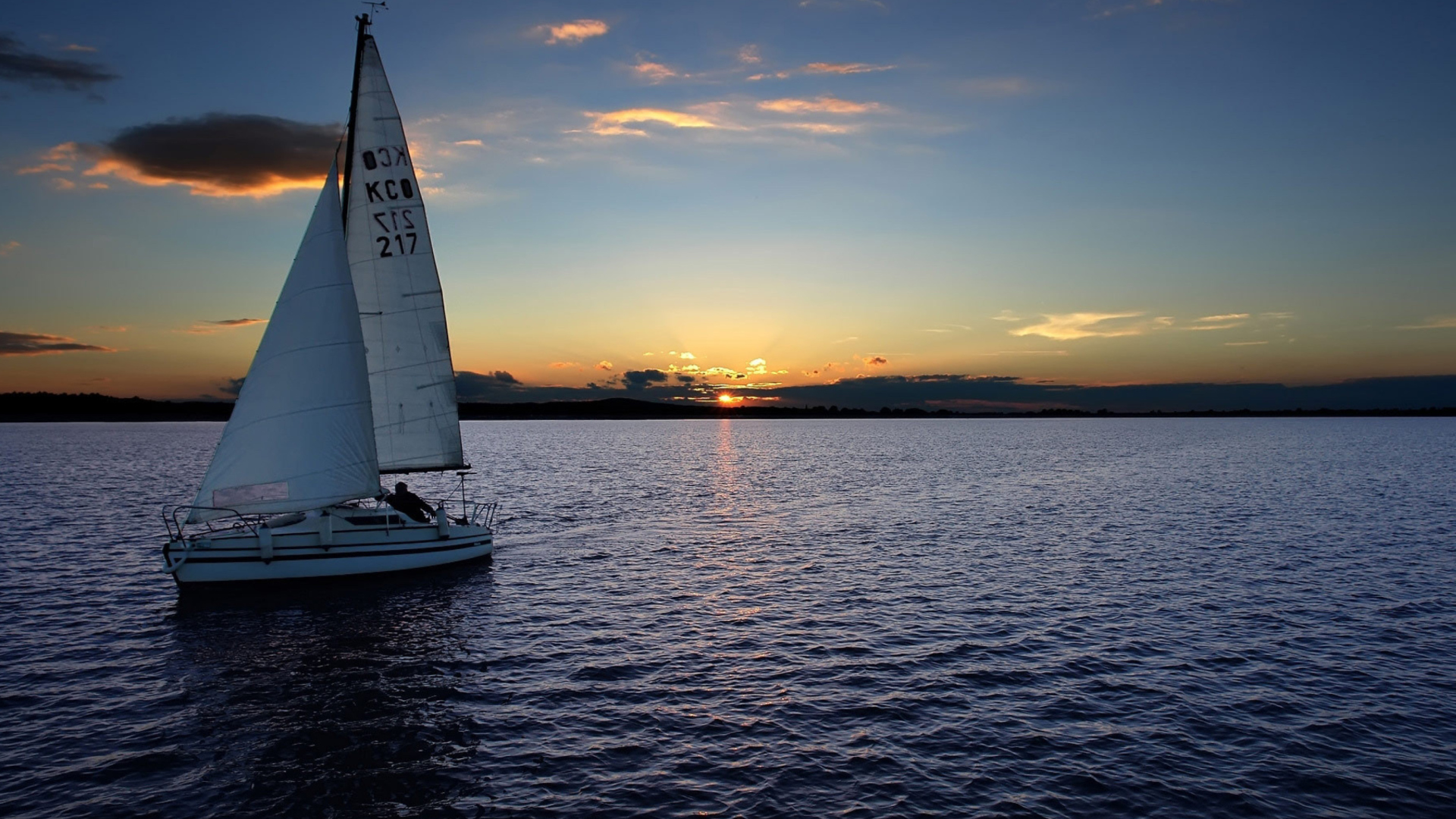 Sailboat At Sunset wallpaper 1920x1080