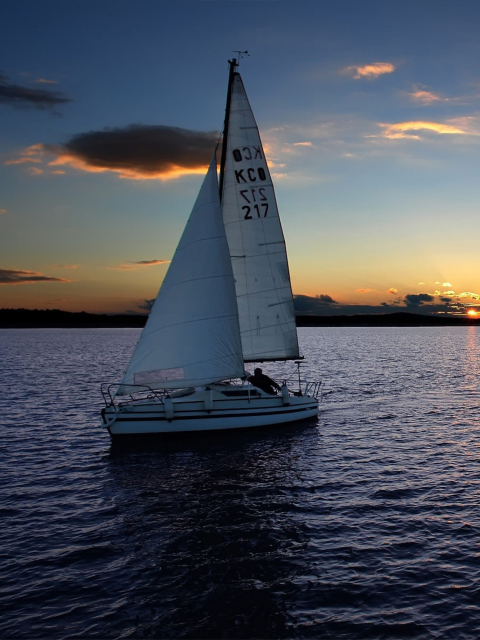 Обои Sailboat At Sunset 480x640