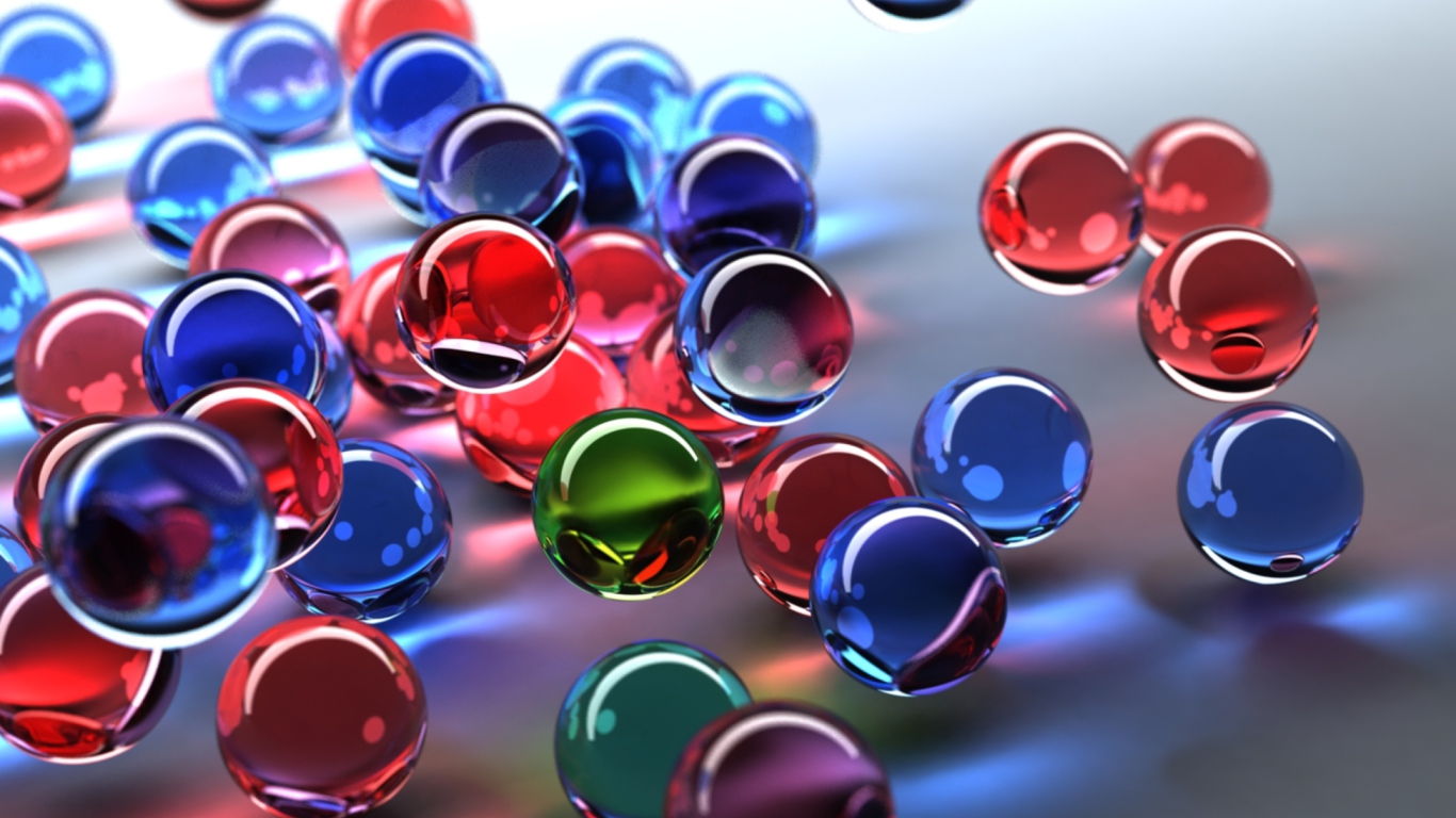 Das 3D Color Bubbles Wallpaper 1366x768