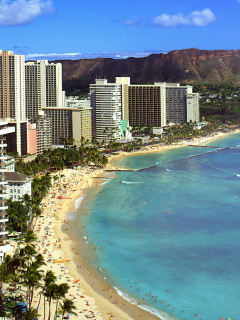 Das Beach With Skyscrapers Wallpaper 240x320