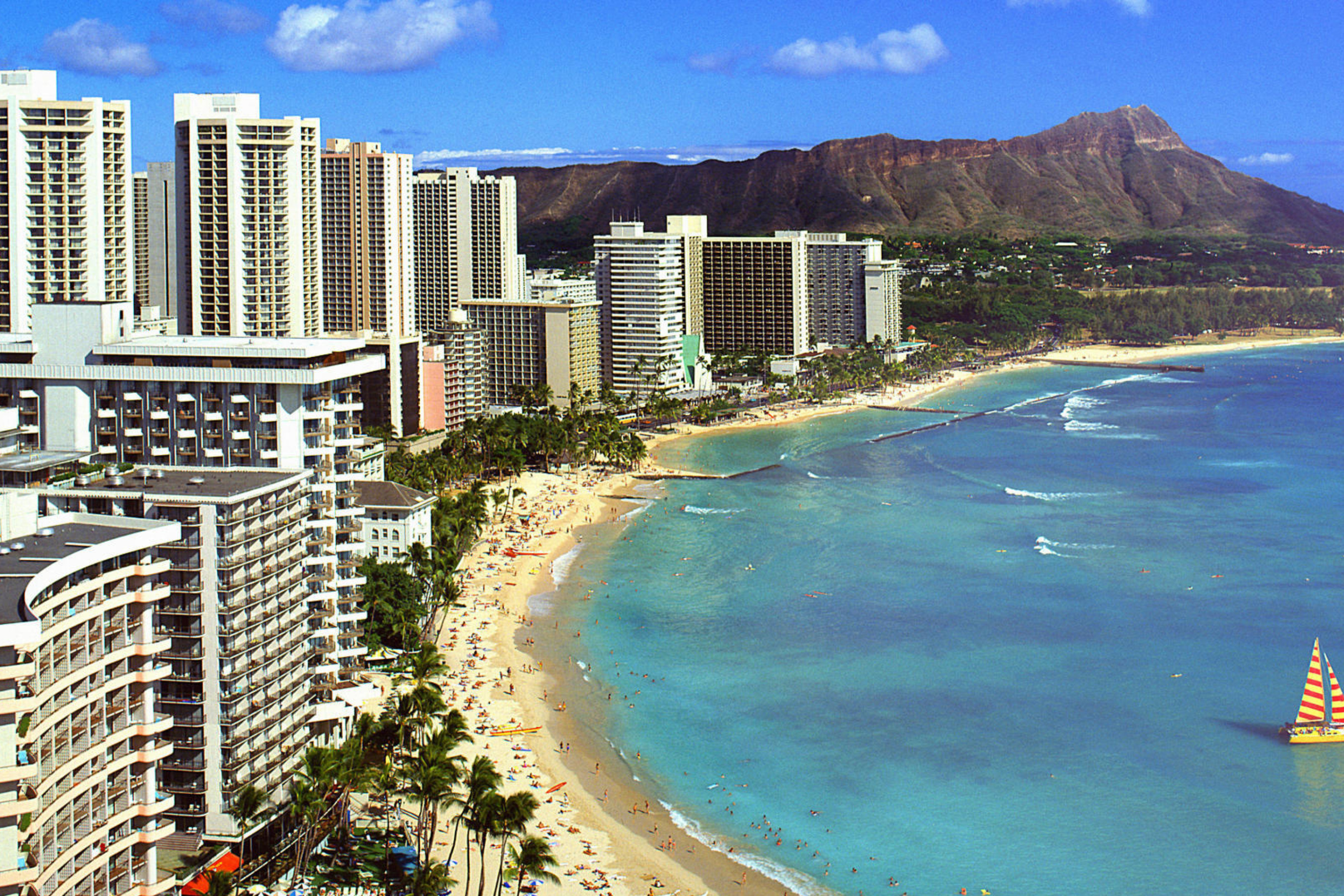 Sfondi Beach With Skyscrapers 2880x1920