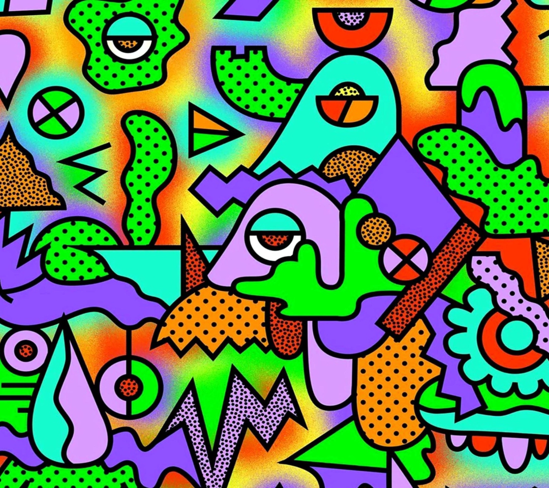 Das Crazy Neon Heads Wallpaper 1080x960