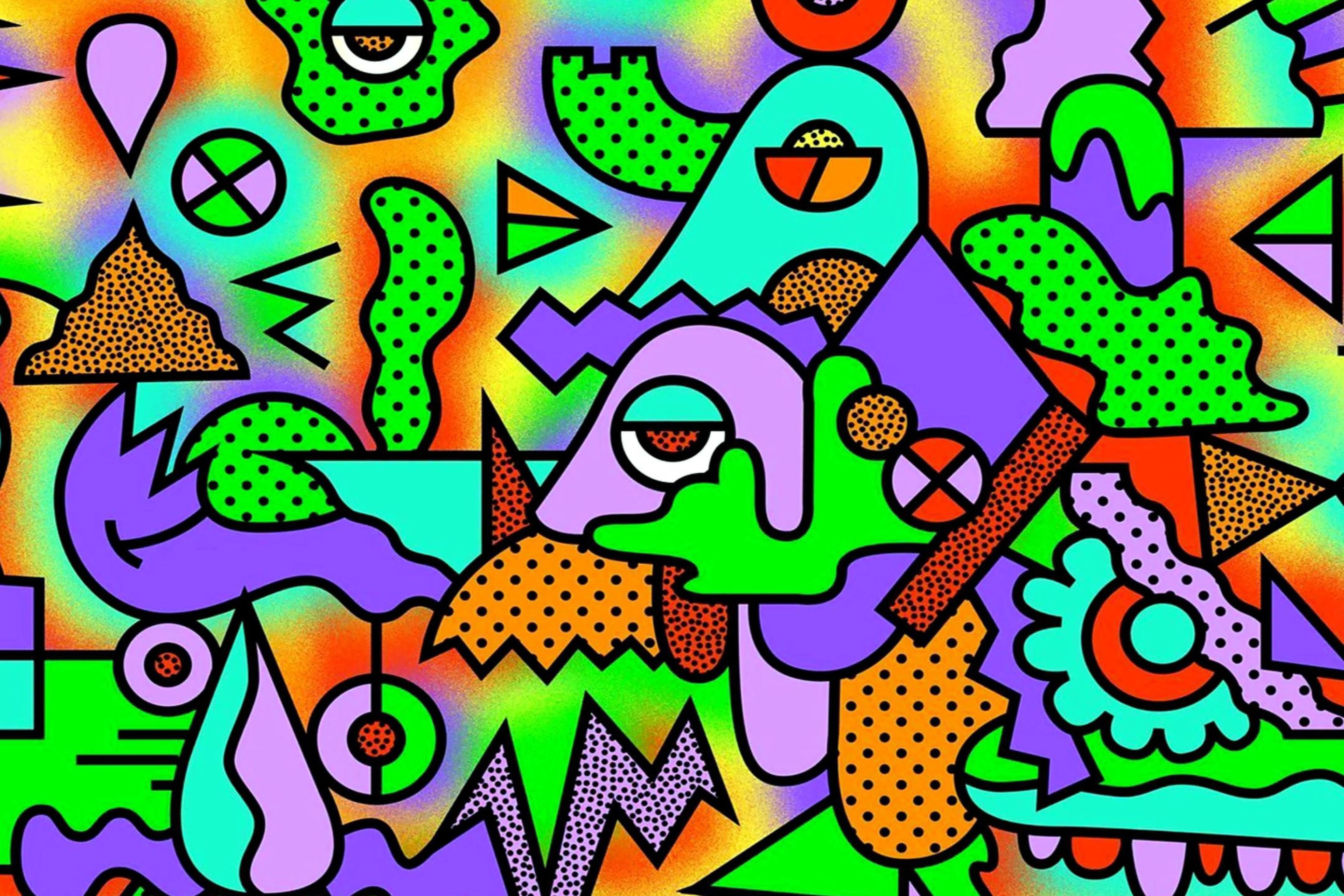 Crazy Neon Heads wallpaper 2880x1920