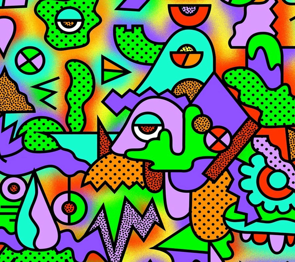 Crazy Neon Heads wallpaper 960x854