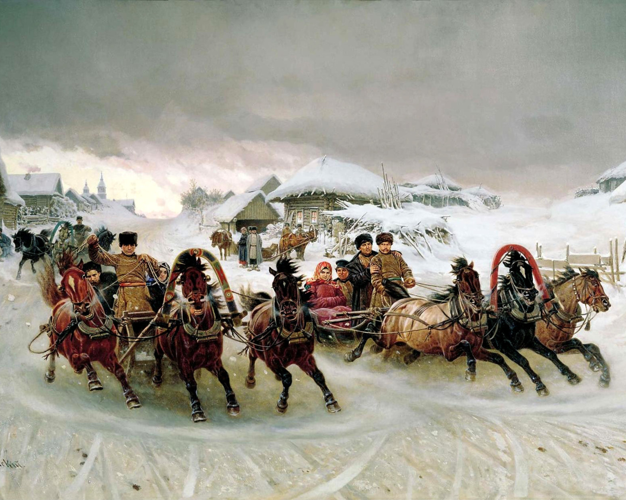 Pyotr Nikolayevich Gruzinsky, Maslenitsa wallpaper 1280x1024