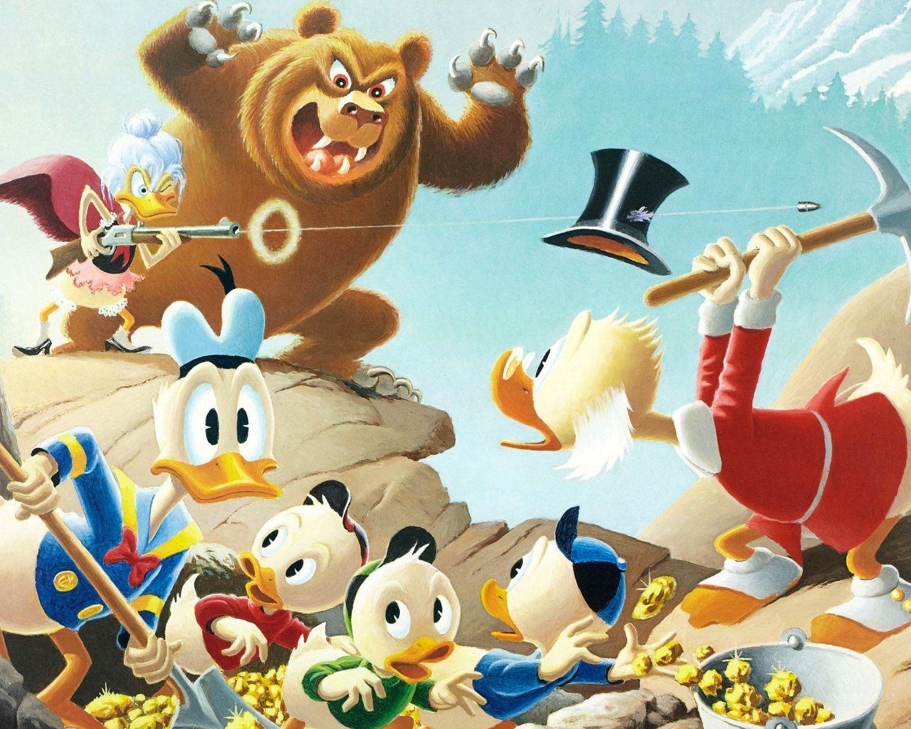 DuckTales, Scrooge McDuck, Huey, Dewey, and Louie wallpaper 1280x1024