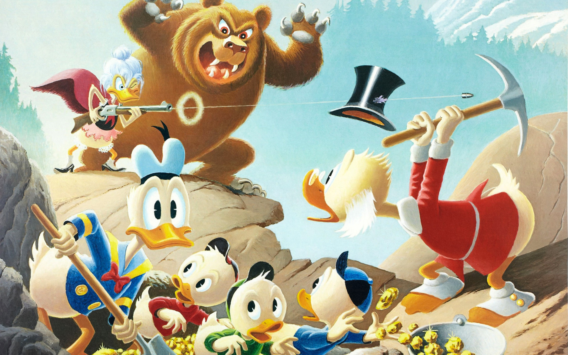 Fondo de pantalla DuckTales, Scrooge McDuck, Huey, Dewey, and Louie 1920x1200