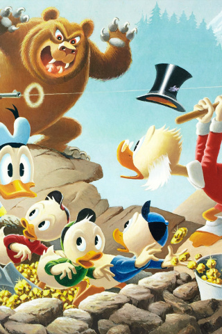 Обои DuckTales, Scrooge McDuck, Huey, Dewey, and Louie 320x480