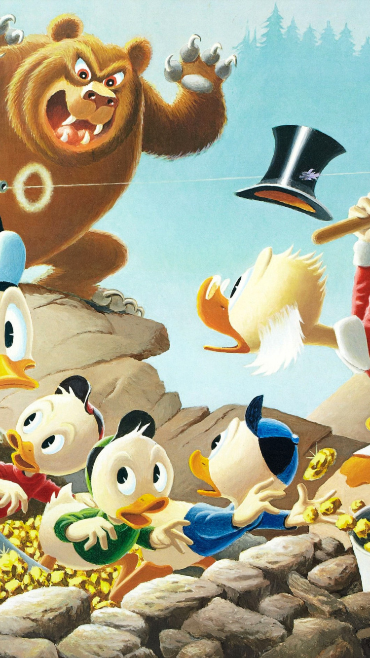 Обои DuckTales, Scrooge McDuck, Huey, Dewey, and Louie 750x1334