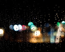 Raindrops on Window Bokeh Photo wallpaper 220x176