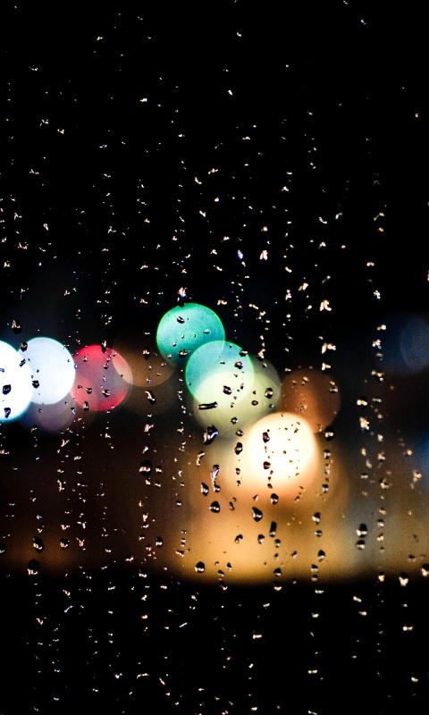 Das Raindrops on Window Bokeh Photo Wallpaper 480x800