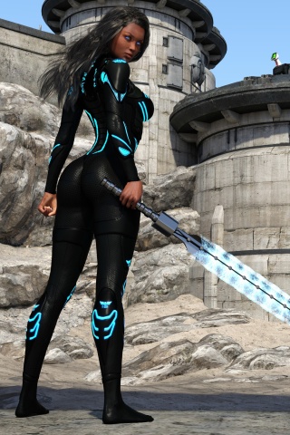 Fondo de pantalla Kendra Warrior with sword 320x480
