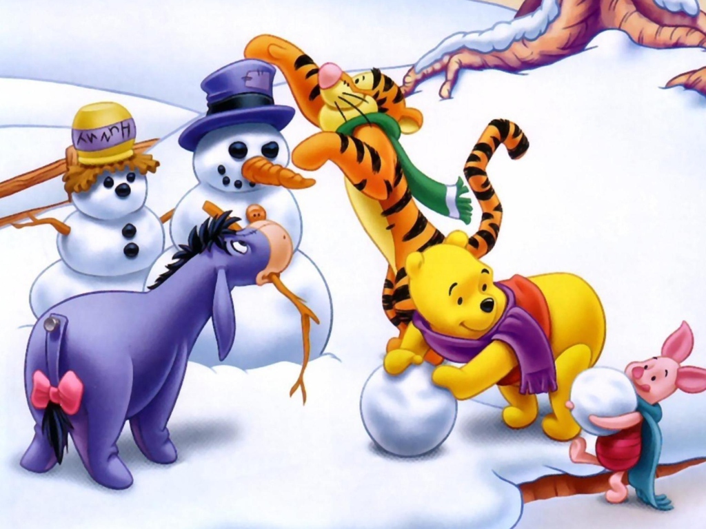 Winnie The Pooh Winter wallpaper 1024x768