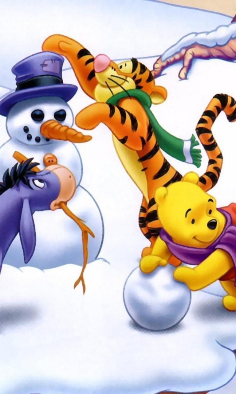 Winnie The Pooh Winter wallpaper 768x1280