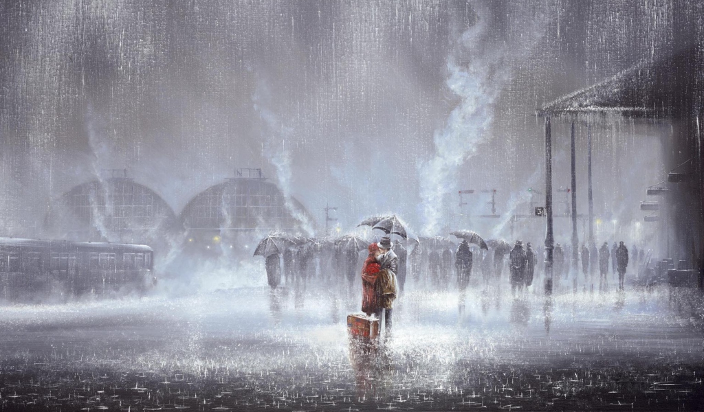 Couple Under Umbrella Painting screenshot #1 1024x600
