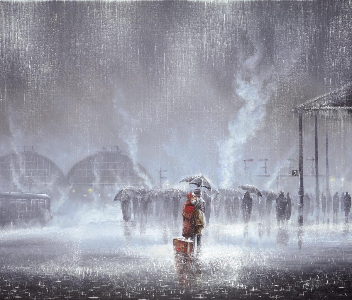 Couple Under Umbrella Painting screenshot #1 1200x1024