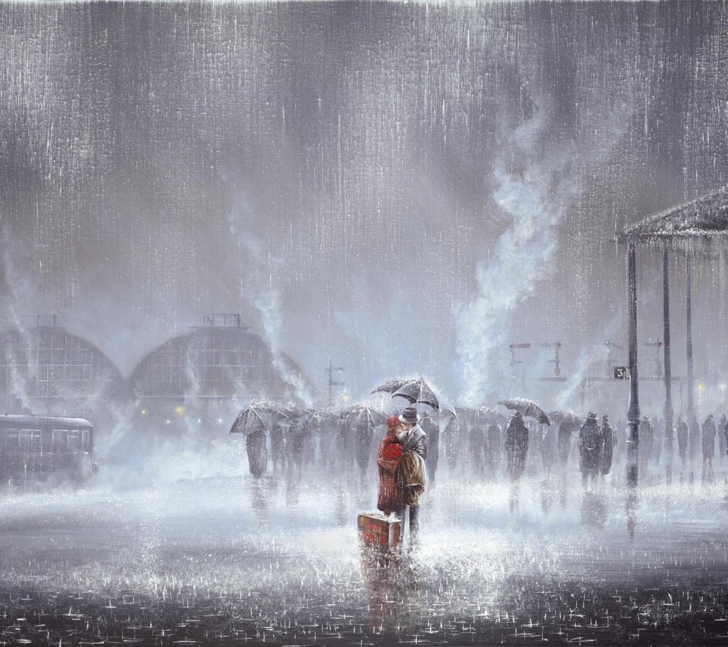Couple Under Umbrella Painting screenshot #1 1440x1280