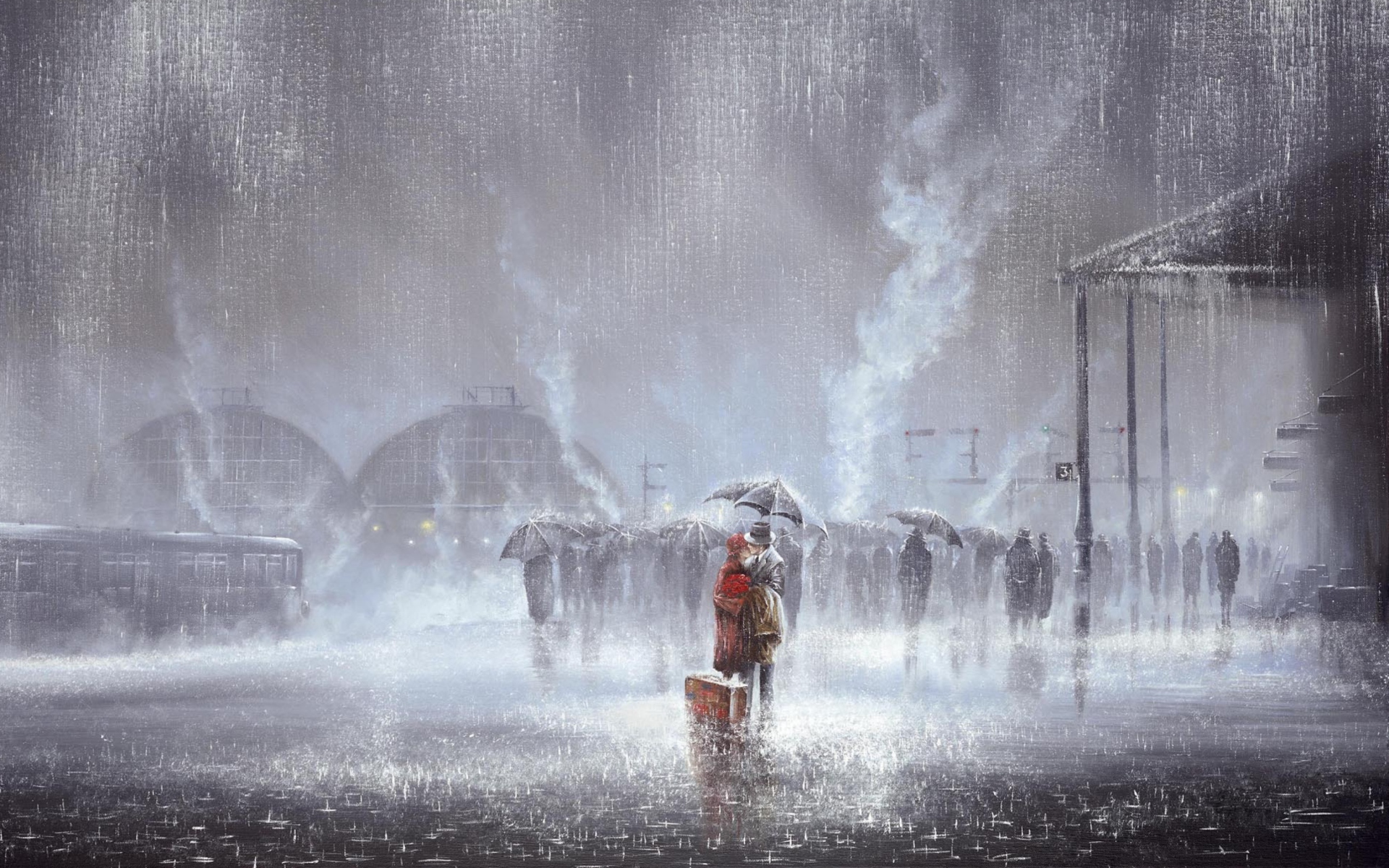 Couple Under Umbrella Painting screenshot #1 1920x1200