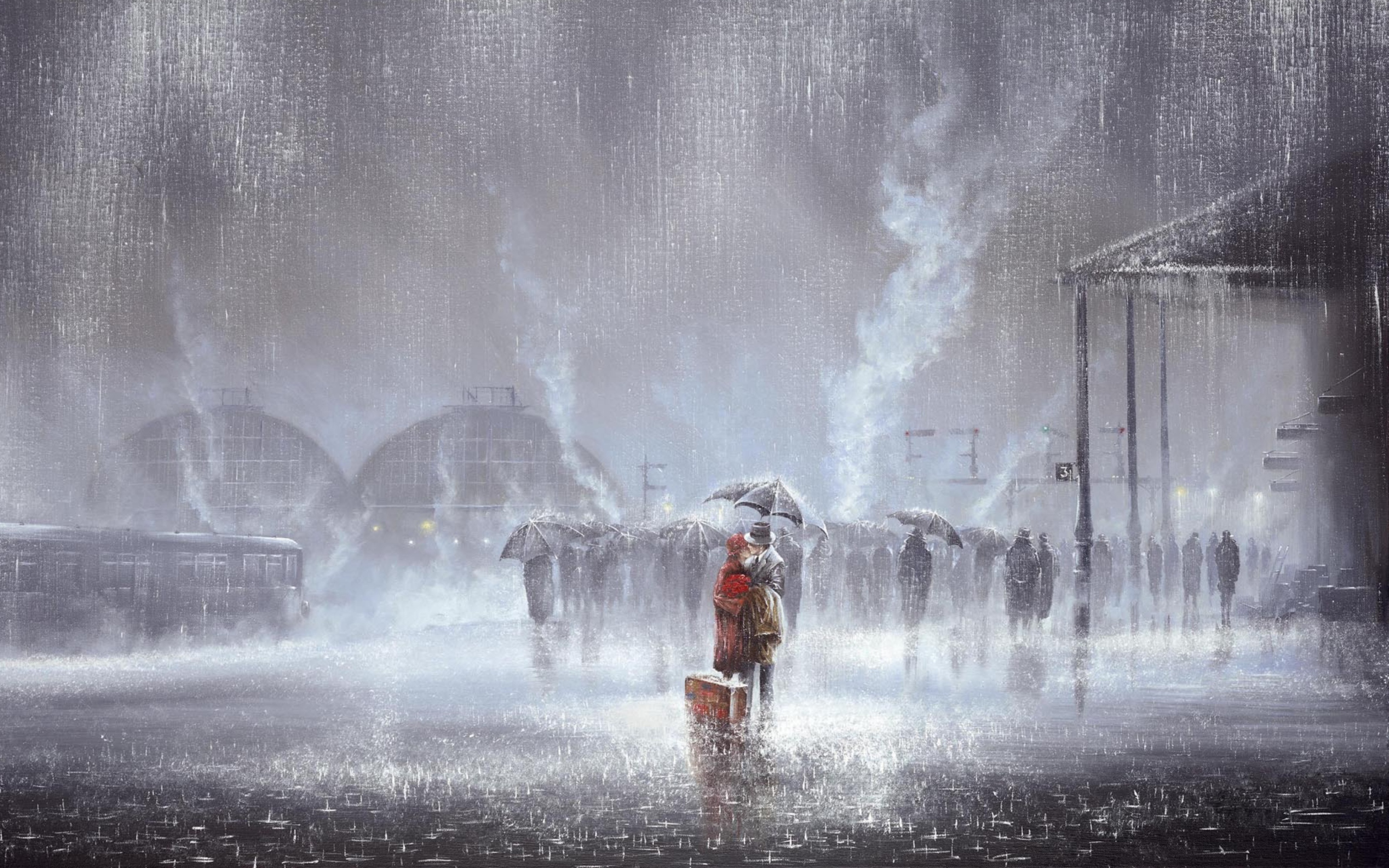 Couple Under Umbrella Painting screenshot #1 2560x1600