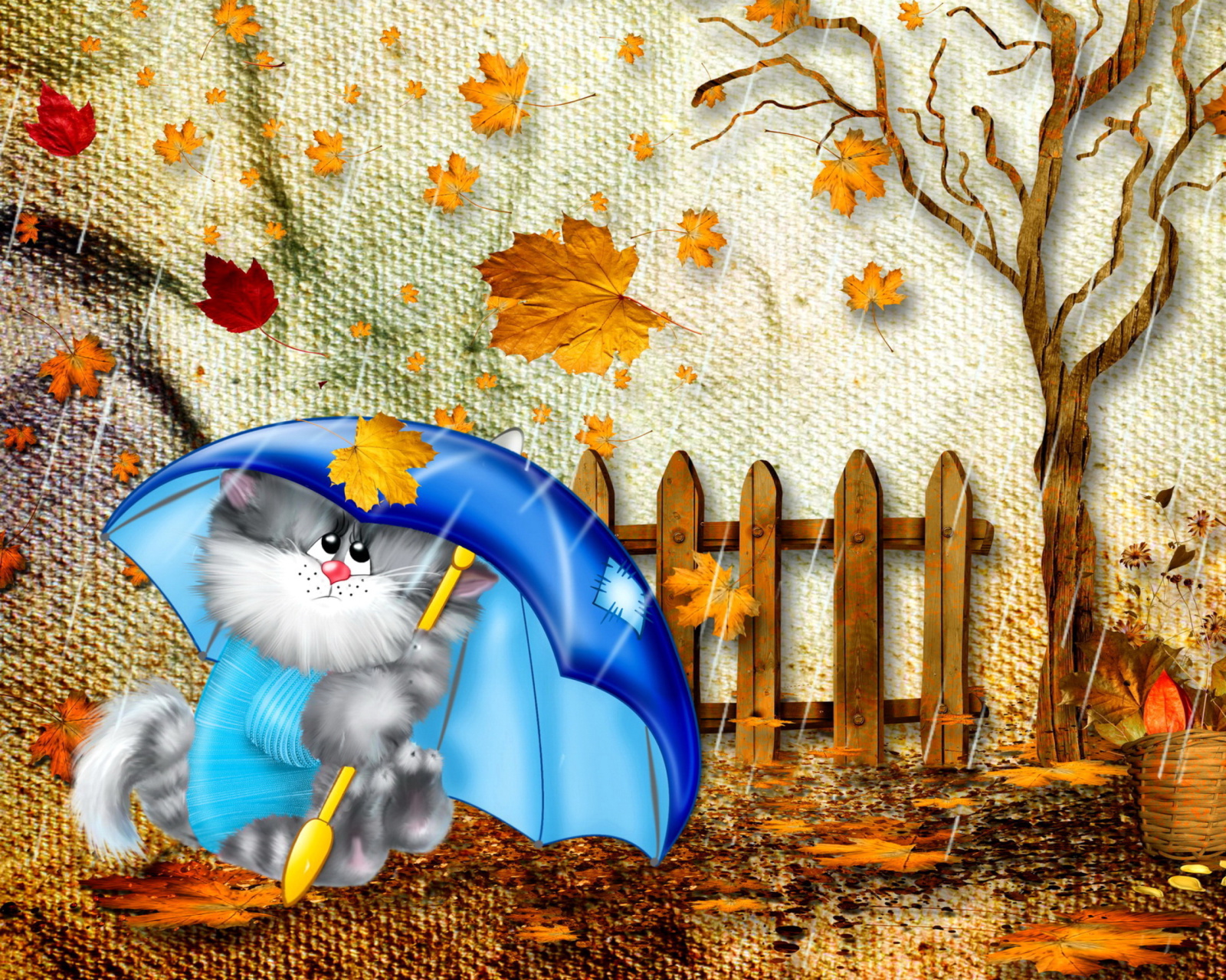 Das Autumn Cat Wallpaper 1600x1280