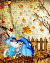 Autumn Cat wallpaper 176x220