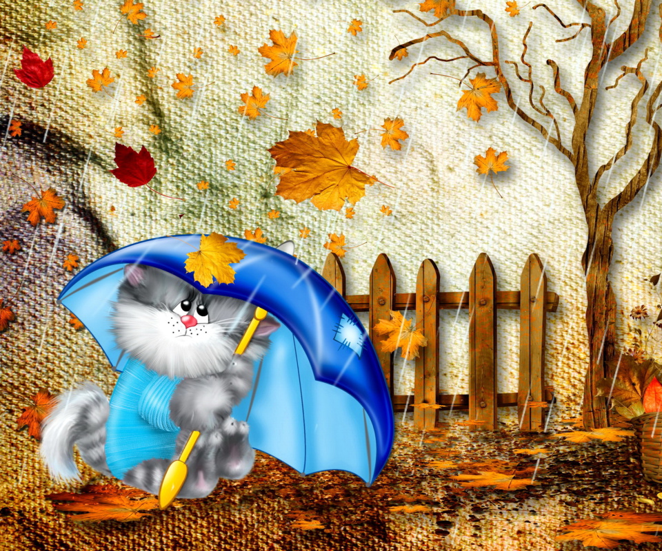 Das Autumn Cat Wallpaper 960x800