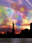 Das Fireworks Above Statue Of Liberty Wallpaper 132x176