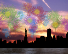 Das Fireworks Above Statue Of Liberty Wallpaper 220x176